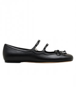 Black Leather The Kiki Ballerina