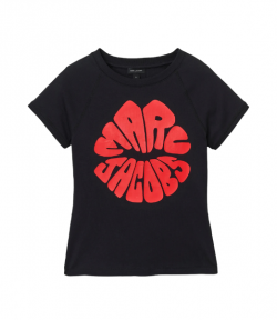 Black/Red Marc Jacobs Kiss Lips Logo Shrunken Tee
