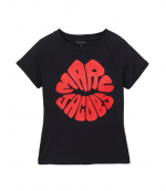 Black/Red Marc Jacobs Kiss Lips Logo Shrunken Tee