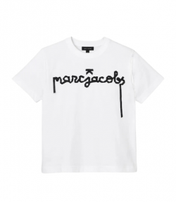White/Black Ribbon Logo Box Tee