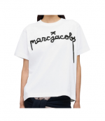 White/Black Ribbon Logo Box Tee