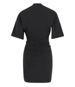 Gathered T-Shirt Dress Black W/Continuous Loop Zipper