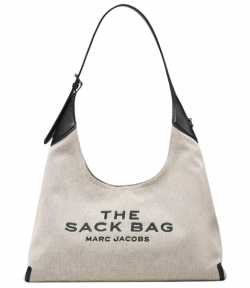 Ivory/Black Canvas Leather The Belted Sack bag