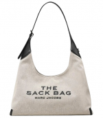 Ivory/Black Canvas Leather The Belted Sack bag