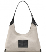 Ivory/Black Canvas Leather The Belted Sack bag