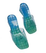 Baby Blue/Green Madison Wedge Mules