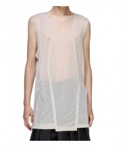 Beige Polyptych Sleeveless Runner Top