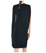 Black Sleeveless Mock Neck Cape Cocoon Dress To Knee