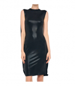Black Sleeveless Mock Neck Cape Cocoon Dress To Knee