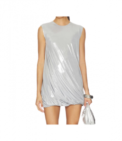 Silver Sleeless Twist Mini Dress
