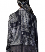 Black Multi Medallion Silk Bubble Shirt With Gathered Yoke