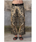 Khaki Bandana Linen X-Boyfriend 5-Pocket Pants