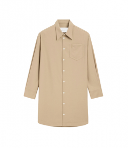 Taupe Beige Long Sleeve Wide Shirt Dress
