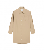 Taupe Beige Long Sleeve Wide Shirt Dress