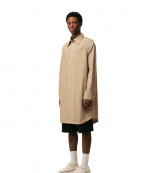 Taupe Beige Long Sleeve Wide Shirt Dress