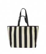 White Cream/Black Ami De Coeur Striped Shopping Bag