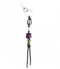 Black/White Leather Metal Ami De Coeur Pearls Keyring