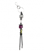 Black/White Leather Metal Ami De Coeur Pearls Keyring