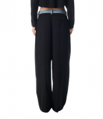 Black Mid Rise Pant W/Denim Waistband