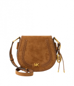 Brown Josie Suede Leather Medium Saddle Flap Messenger Bag