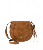Brown Josie Suede Leather Medium  Saddle Flap Messenger Bag