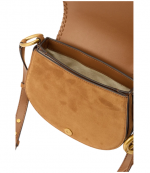 Brown Josie Suede Leather Medium  Saddle Flap Messenger Bag
