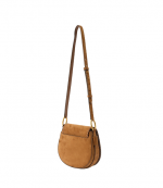 Brown Josie Suede Leather Medium  Saddle Flap Messenger Bag
