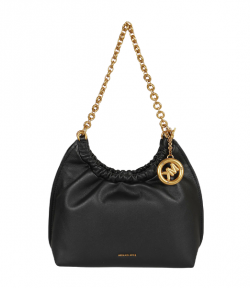 Black Indie Leather Medium Cinch Pouchette Bag