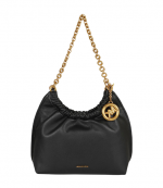 Black Indie Leather Medium Cinch Pouchette Bag