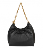 Black Indie Leather Medium Cinch Pouchette Bag