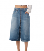 Vintage Marble Blue Zip Front Midi Jeans Skort