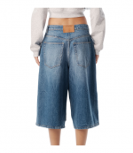 Vintage Marble Blue Zip Front Midi Jeans Skort