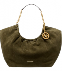 Indie Loden Suede Leather Large Cinch Tote Bag