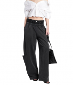 Washed Black/Grey Aged Pre-Styled Slashed Sweatpants W/ Denim Waistband