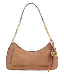 Brown Nolita Suede Leather Medium Chain Pouchette Bag