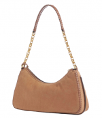 Brown Nolita Suede Leather Medium Chain Pouchette Bag