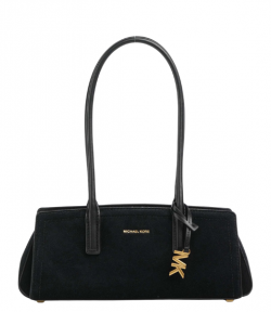 Black Laila Suede Leather Small Ew Shoulder Bag