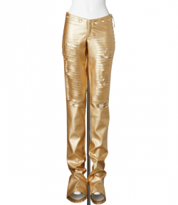Gold Leather Lasercut Low Waist Pants