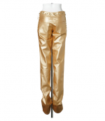 Gold Leather Lasercut Low Waist Pants