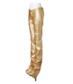 Gold Leather Lasercut Low Waist Pants