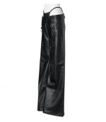 Black Leather Belted Thong Pants