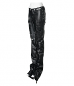 Black Leather Lasercut Low Waist Pants
