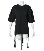 Black Shredded Tie Up T-Shirt