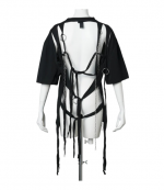 Black Shredded Tie Up T-Shirt