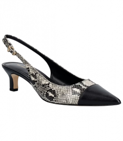 Amara Black/Natural Snake Print Toe Cap Sling Pump