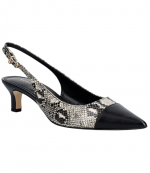 Amara Black/Natural Snake Print Toe Cap Sling Pump