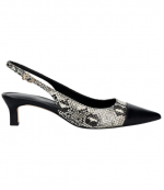 Amara Black/Natural Snake Print Toe Cap Sling Pump