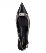Amara Black/Natural Snake Print Toe Cap Sling Pump