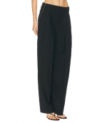 Mid Rise Black Tailored Pants W/Side Zippers