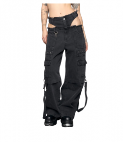 Black Light Wash Cargo Panty Trousers